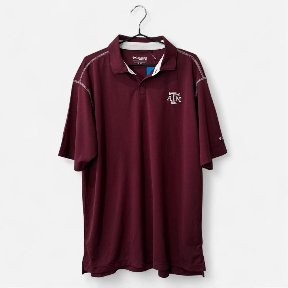 NWT Columbia Sportswear Texas A&M Aggies golf burgundy polo shirt XL